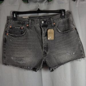 Levi's 501 Gray Distressed Jean Shorts Size 33 Button Fly New